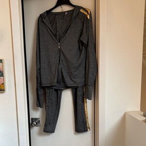 Gray and Gold Track Pants & Joggers